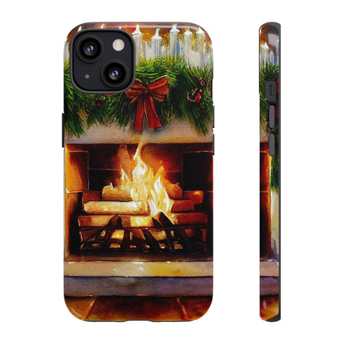 Candles on the Hearth Decorated for Christmas - Impact Resistant Phone Case iPhone 13 Glossy